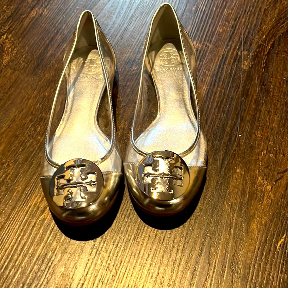 Silver and Clear Tory Burch Flats